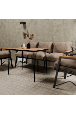 Mb Garden Furnıture Simetri Model, Balkon, Bahçe, Cafe, Metal Koltuk Takımı, Bahçe Takımı , Çay Seti, 3+1+1+masa Cappuccino