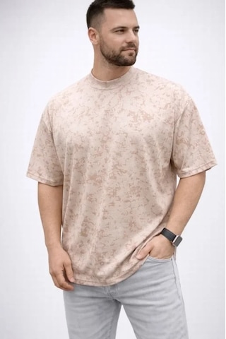 Veraura Lifestyle Erkek Premium Tişört Osy Yumuşak Dokulu Yıkamalı Oversize T-shirt - Bej