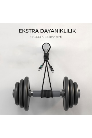 Woyax by Deji Dijital Göstergeli 1.2M PD 100W Type-C to Type-C Örgülü Hızlı Şarj ve Data Kablosu – Siyah