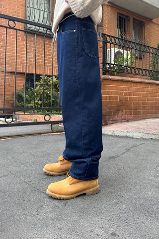 Flaw Bel Bağcıklı Baggy Jean Lacivert Lacivert