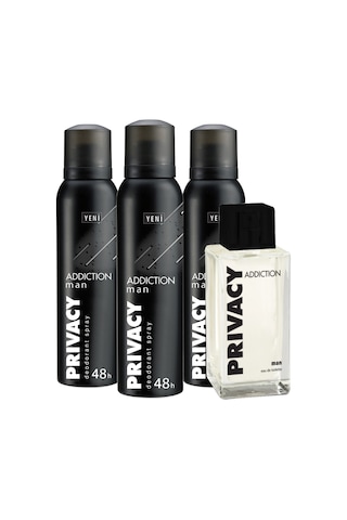 Privacy Addiction Erkek Parfüm EDT 100 ML + Erkek Sprey Deodorant 3 x 150 ML