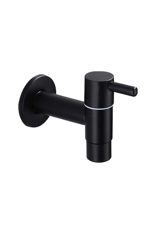 Xurunkeji Mop Lavabo Musluğu 304 Paslanmaz Çelik Banyo Çamaşır Makinesi Musluğu Açık Bahçe Tek Soğuk Su Musluğu Siyah Siyah