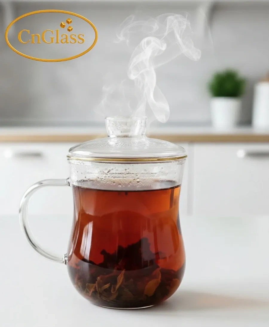 Cnglass 300 Ml Filtreli Cam Demlik Kupası, Kolba Ve Kapaklı. 28795781 Beyaz