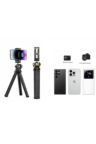 Ktp-02 Profesyonel Fotoğraf Ve Video Çekimi 360 Tripod Telefon Tutucu