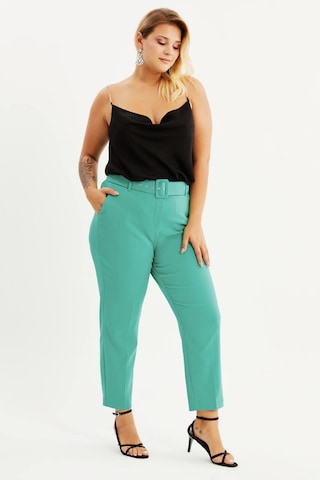 Cep Detaylı Kemerli Klasik Pantolon-1602 Yeşil