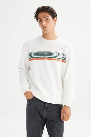Lee Regular Fit Kırık Beyaz Erkek Sweatshirt L2520099102 Beyaz
