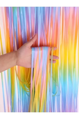 Pastel Renkli Saçak Perde Parti Doğum Günü Süsü Çok Renkli