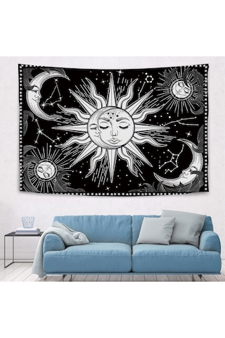 Suofeng Bohemya Stili Flanel Duvar Dekoru - Yatak Odası, Oturma Odası Dekorasyonu, Çok Amaçlı 150x100cm Duvar Battaniyesi Siyah Ve Beyaz