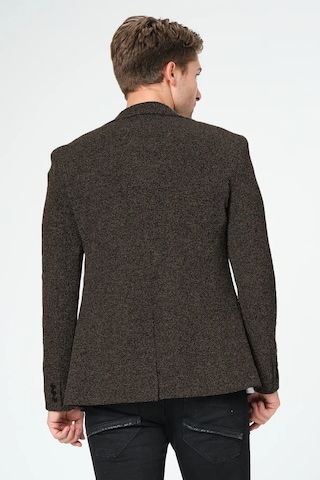 Bonesti Erkek Slim Fit Blazer Ceket Kahverengi Beyaz