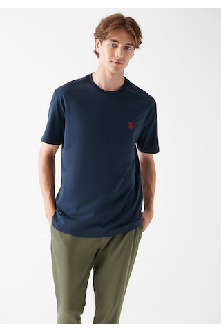 Mavi Mühür Logo Nakışlı Lacivert Tişört Loose Fit / Bol Rahat Kesim 067074-33207 Lacivert