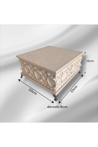 Ahşap- Ham Mdf- Desenli-takı-makyaj--çok Amaçlı- Ayaklı Kare Kutu