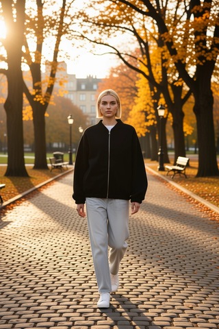 Benerly Kadın Bisiklet Yaka Düşük Kol Fermuarlı Oversize Kalın Örme Sweat siyah