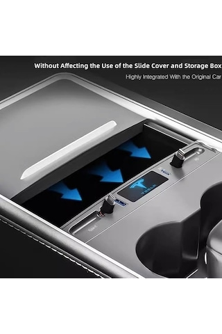 Ximistore9 Tesla Model 3/y İçin Orta Konsol Hub: Genişletilebilir Kablolu, Pd+type-c Desteği, Araç İçi Hızlı Şarj