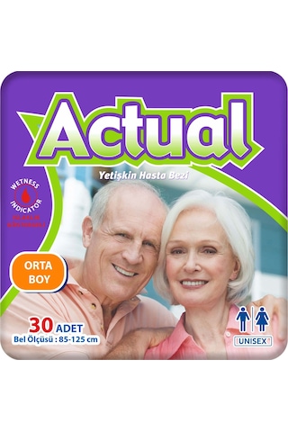 Actual Orta Boy Yetişkin Hasta Bezi Medium Beden 30'Lu