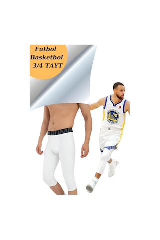 Hnc Sport Futbol Basketbol 3/4 Diz Altı Spor Tayt Antrenman Taytı Sporcu Taytı Beyaz