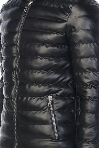 Sivaist Erkek Siyah Slim Fit İçi Kalın Kürklü Şişme Deri Mont