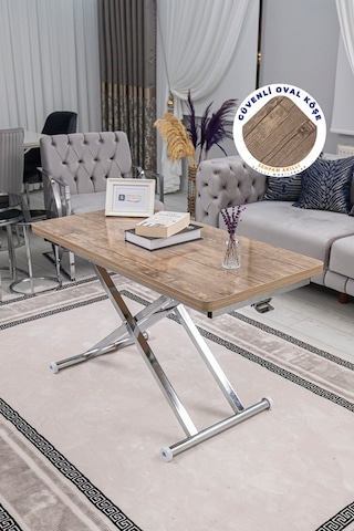 Home Üst Tabla Mdf Antiklayt Oval Köşe Alt Krom