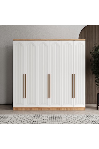 Rosa 6 Kapaklı Komple Mdf Gardırop - Elbise Dolabı