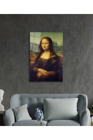 Mona Lisa Portresi Sanat Cam Tablo, Ev Ve Ofis Duvar Dekoru, Hediyelik Büyük Temperli 4 Mm Cam Tablo