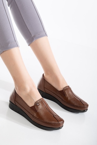 92101 Ortopedik Kadın Deri Ayakkabı Topuk Dikeni İçin Uygundur Taba