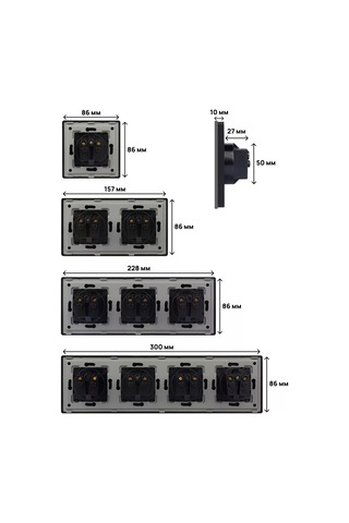 Dealuxx Cam Çerçeveli Üç Uçlu Gri Priz 194029886