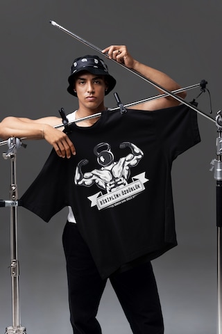 Fitness Dijital Baskılı Unisex Tshirt, Günlük Kullanıma Uygun Pamuklu Regular Tshirt Siyah