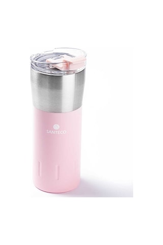 Pembe Çift Katmanlı Paslanmaz Çelik Termos Bardak 500ml