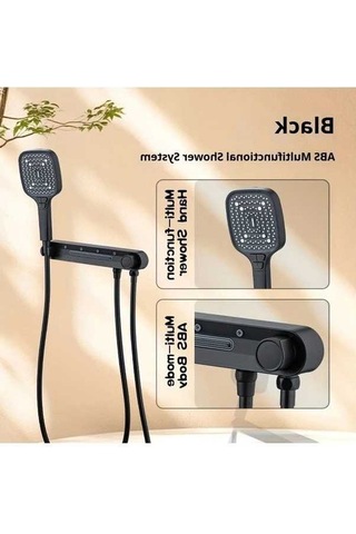 Fastbuy Challenger Iouhappy Siyah Duvar Tipi Çiftli Duş Sistemi 3 Mod Yağmur Masaj El Duşu Hızlı Kurulum Siyah