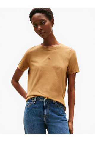 Tommy Hilfiger Tonal Flag Reg C-nk Ss Tee Kadın Kahverengi T-shirt - Ww0ww45626