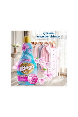 Bingo Soft Konsantre Yumuşatıcı Nem Kokusu Karşıtı 1200 Ml Frezya 2 Li 2'li Set