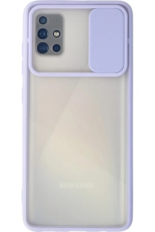 Mey İthalat Samsung Uyumlu Galaxy A71 Kılıf Palm Buzlu Kamera Sürgülü Silikon - Lila Çok Renkli