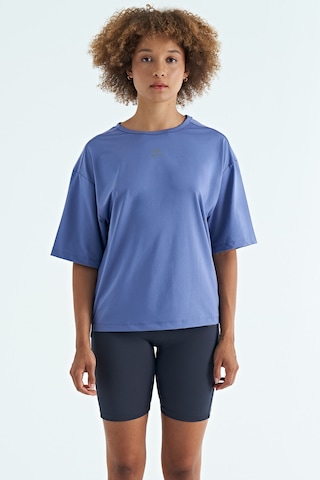 Tommy Life Eflatun O Yaka Baskı Detaylı Oversize Kısa Kol Kadın T-shirt - 97263 Eflatun