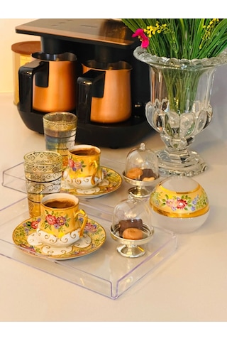 Makri Home 2'li Kristal Şeffaf Sunum Tepsisi 225 X 145 X 20 Mm Beyaz