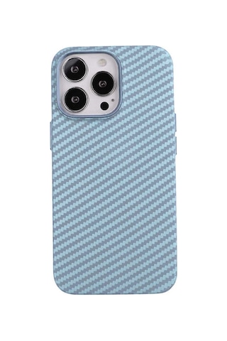 Apple Uyumlu iPhone 12 Pro Max Kılıf Karbon Fiber Tasarımlı Zore Karbono Kapak Mavi