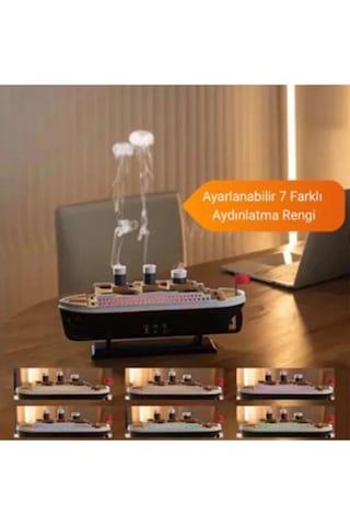 Titanic Gemi Ha Nemlendirici Işıklı Fonksiyonlu Buhar Makinesi Kumandalı