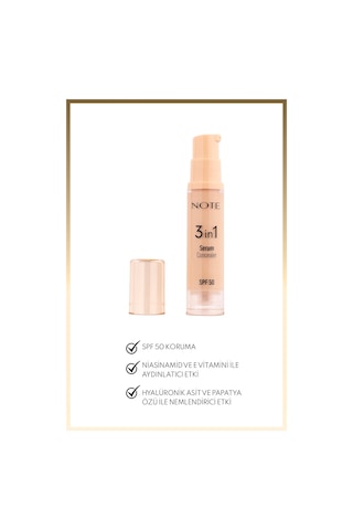 Note Cosmetics 3 in 1 Serum Concealer SPF 50 Nemlendirici ve Aydınlatıcı Göz Altı Kapatıcısı - 10 Medium