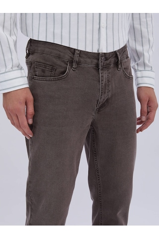 Kip Kahverengi Düz Slim Fit Denim Pamuk Karışımlı Pantolon Çok Renkli