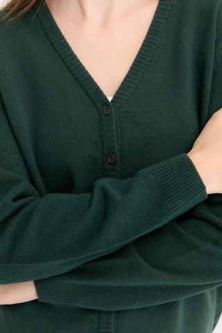 Desen Triko Kadın V Yaka Yün Hırka 21021 Yeşil Yeşil