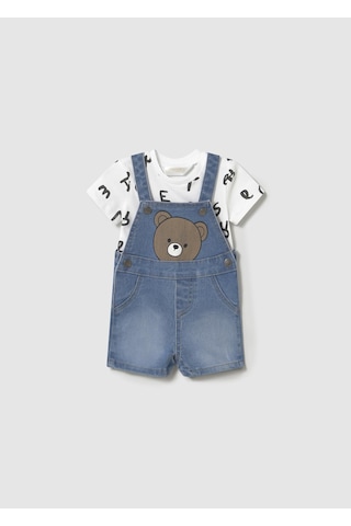 Mayoral Erkek Bebek Salopet Tshirt Takım Mavi