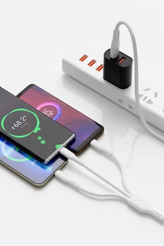 60w Link Type-c Süper Fast Pd Şarj Kablosu 3in1 Apple Uyumlu iPhone Samsung Xiaomi Huawei Hızlı Şarj Data Usb Kab