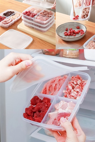 Krm Home 8 Adet Dondurulmuş Mini 4 Bölmeli 400 ML Et Sebze Saklama Kabı