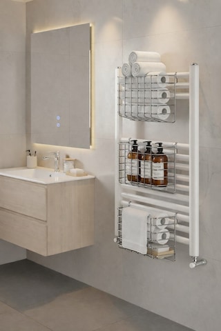 Petek Üstü Çok Amaçlı Banyo Rafı Metal Havluluk & Düzenleyici Sepet 3 Adet Krom Krom