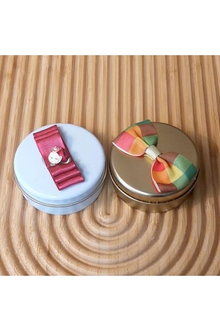 Uretti - Ayşe 7362 6831 El Yapımı 2'li Egzotik Orman Ve Okaliptus Metal Kutuda Mum - 3 X 7 Cm Beyaz - Turuncu