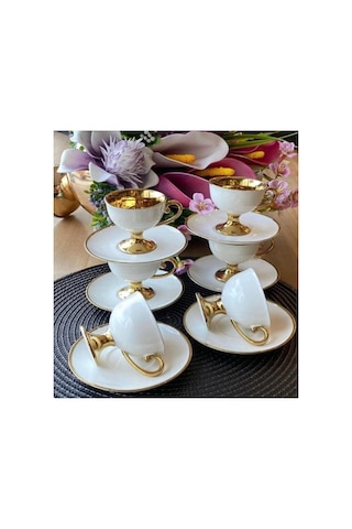 Kahve Fincanı Victoria Gold Beyaz 6 Kişilik Vogue-123-6526