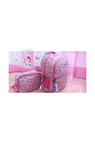 Kitty Kedi Model Pembe Okul Çantası Ve Beslenme Çantası