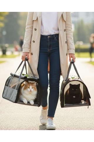 Reyo Brave Paws Flybag Plastik Yırtılmaz Fileli Kedi Ve Köpek Taşıma Çantası Seyahat Çantası Gri 45x25x26cm Hav