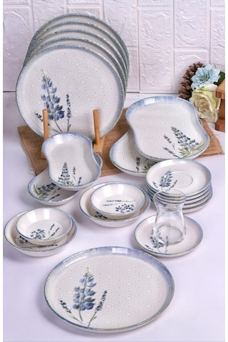 Bambum Lara - 26 Parça Porselen Kahvaltı Takımı Herb