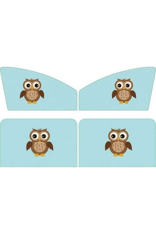 Dancemonkey 4 Adet Araba Pencere Mıknatıs Güneşlik, Isı Yalıtım Güneş Blok Mavi Baykuş,