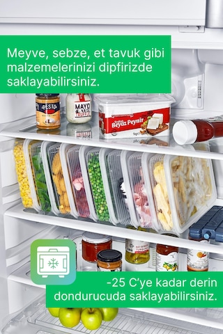 Grimorlife 4 Adet Buzdolabı Düzenleyici Saklama Kabı Seti 2,3 Lt Şeffaf- Sebze Meyve Erzak Saklama -dipfriz Diğer