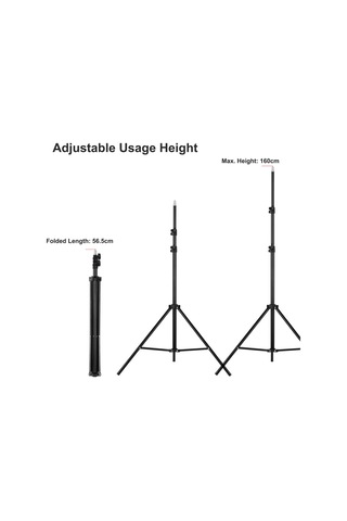Ayarlanabilir Metal Tripod Işık Standı Maksimum Yükseklik 1.6m/5.2ft Fotoğraf Stüdyosu Led Video Işığı Şemsiye Halka Işığı İçin 1/4 İnç Vida Siyah